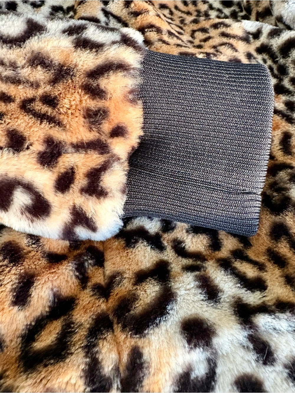 Nine West Leopard Print Faux-Fur Teddy Jacket - Brown, Black, Cream - Picture 6 of 9